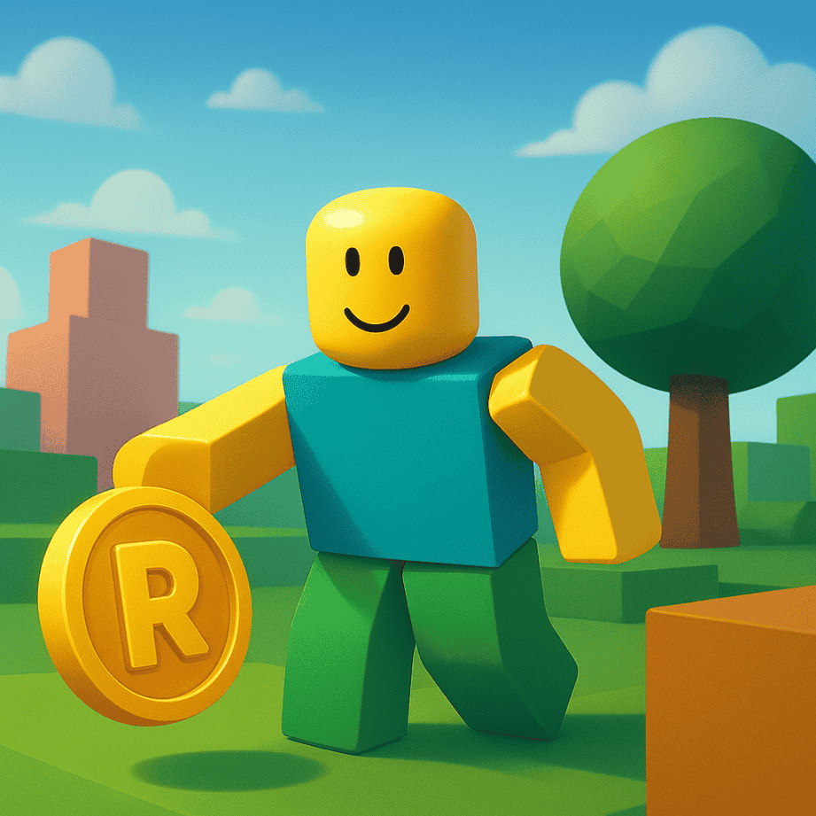Imagem editorial com interface digital para Roblox rewards